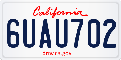 CA license plate 6UAU702