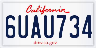 CA license plate 6UAU734