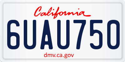 CA license plate 6UAU750