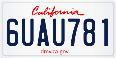 CA license plate 6UAU781