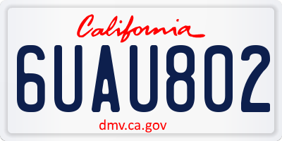 CA license plate 6UAU802