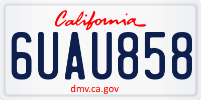 CA license plate 6UAU858