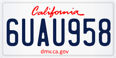 CA license plate 6UAU958