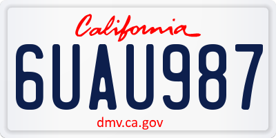 CA license plate 6UAU987