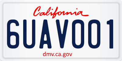CA license plate 6UAV001