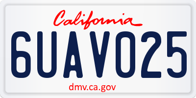 CA license plate 6UAV025