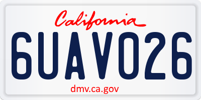 CA license plate 6UAV026