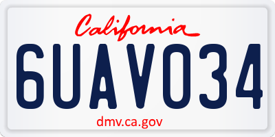 CA license plate 6UAV034
