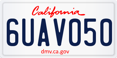 CA license plate 6UAV050