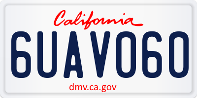 CA license plate 6UAV060