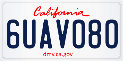CA license plate 6UAV080