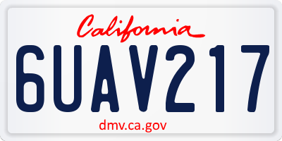 CA license plate 6UAV217