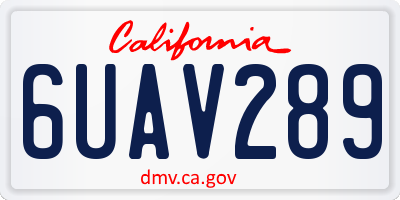 CA license plate 6UAV289