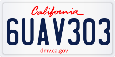 CA license plate 6UAV303