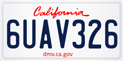 CA license plate 6UAV326