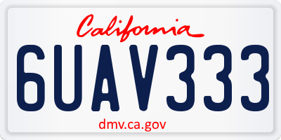 CA license plate 6UAV333