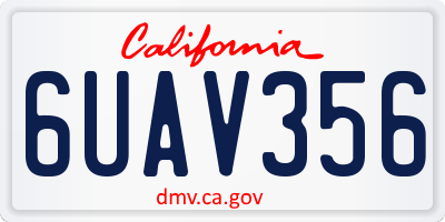 CA license plate 6UAV356