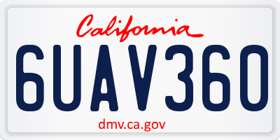 CA license plate 6UAV360