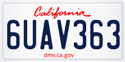 CA license plate 6UAV363