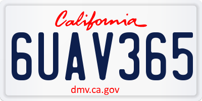 CA license plate 6UAV365