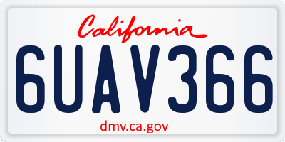 CA license plate 6UAV366