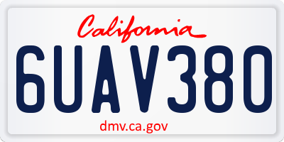 CA license plate 6UAV380