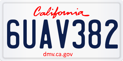 CA license plate 6UAV382