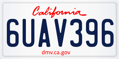 CA license plate 6UAV396