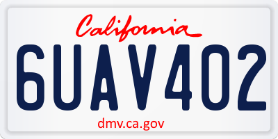 CA license plate 6UAV402