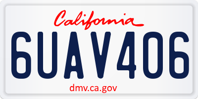 CA license plate 6UAV406