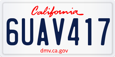 CA license plate 6UAV417