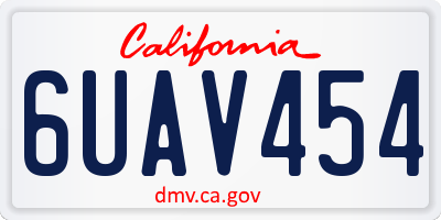 CA license plate 6UAV454