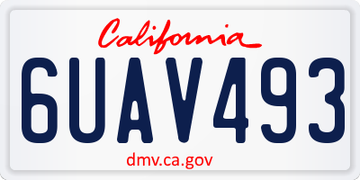 CA license plate 6UAV493