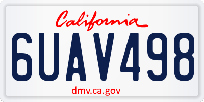 CA license plate 6UAV498