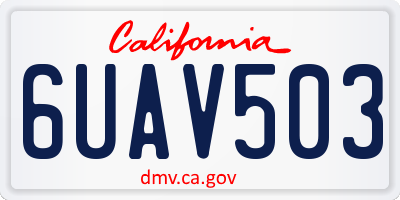 CA license plate 6UAV503