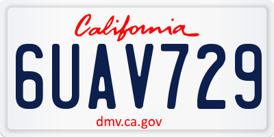 CA license plate 6UAV729