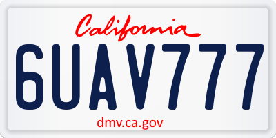 CA license plate 6UAV777