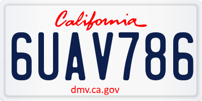 CA license plate 6UAV786
