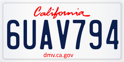 CA license plate 6UAV794