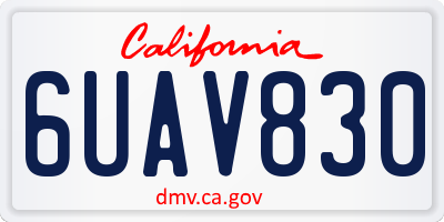 CA license plate 6UAV830