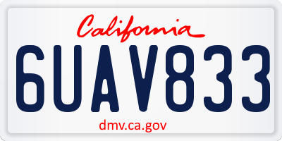 CA license plate 6UAV833