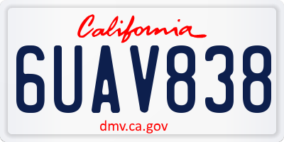 CA license plate 6UAV838