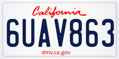 CA license plate 6UAV863