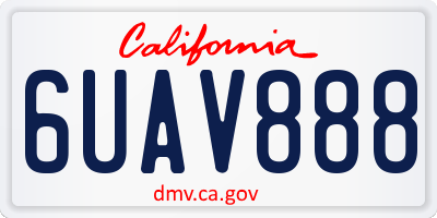 CA license plate 6UAV888