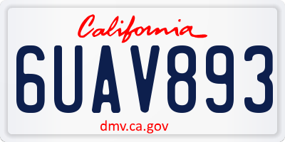 CA license plate 6UAV893