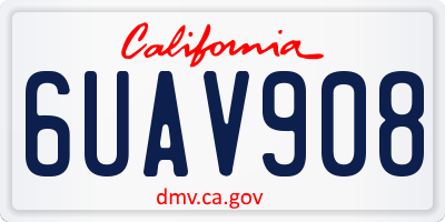 CA license plate 6UAV908