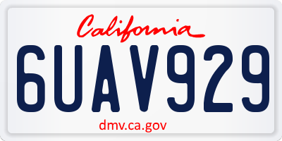 CA license plate 6UAV929