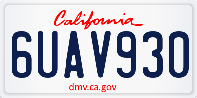CA license plate 6UAV930