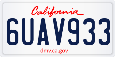 CA license plate 6UAV933