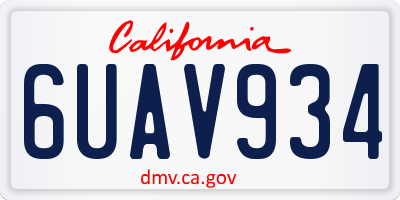 CA license plate 6UAV934